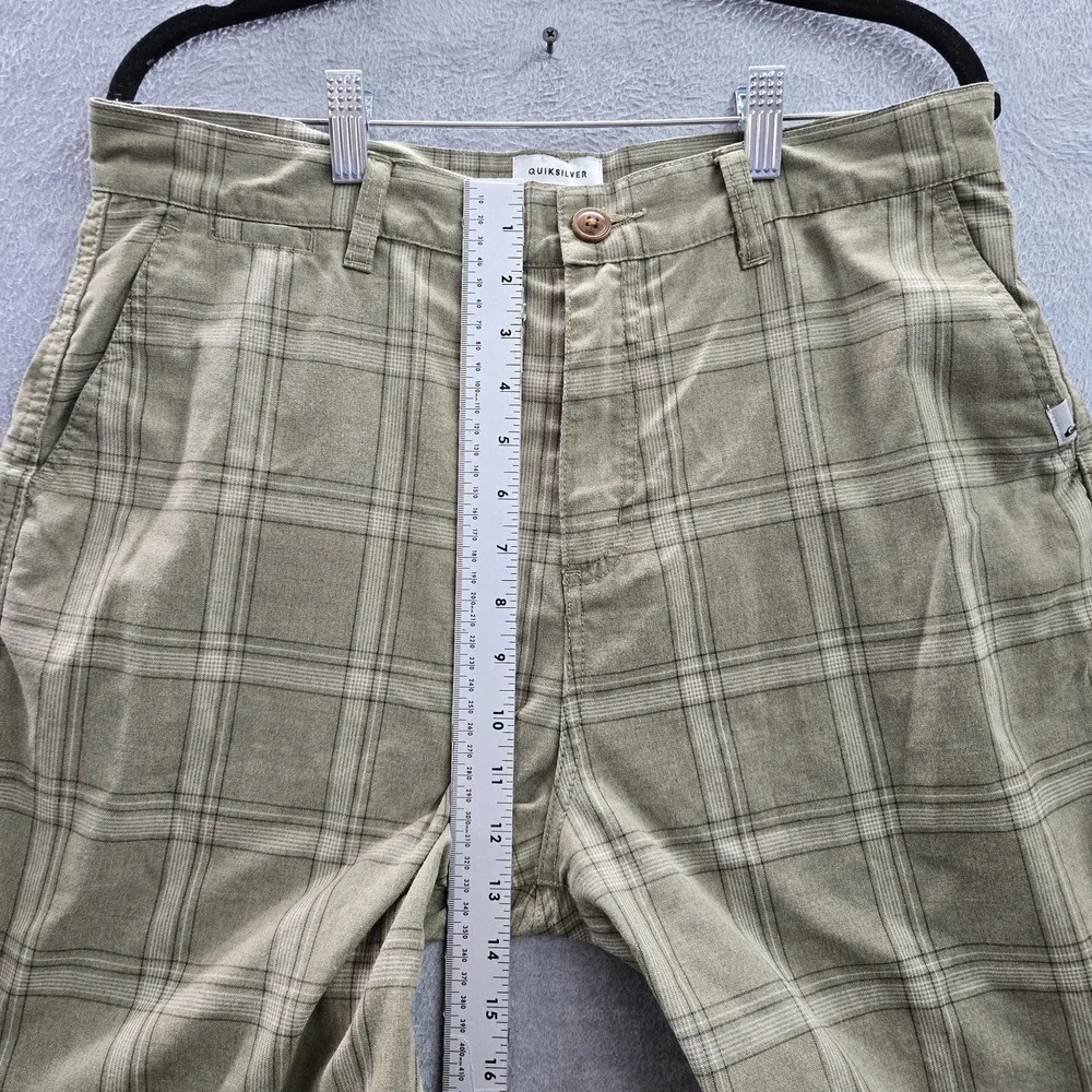 Quiksilver Men Shorts 33 Brown Plaid‎ Chino Button 9